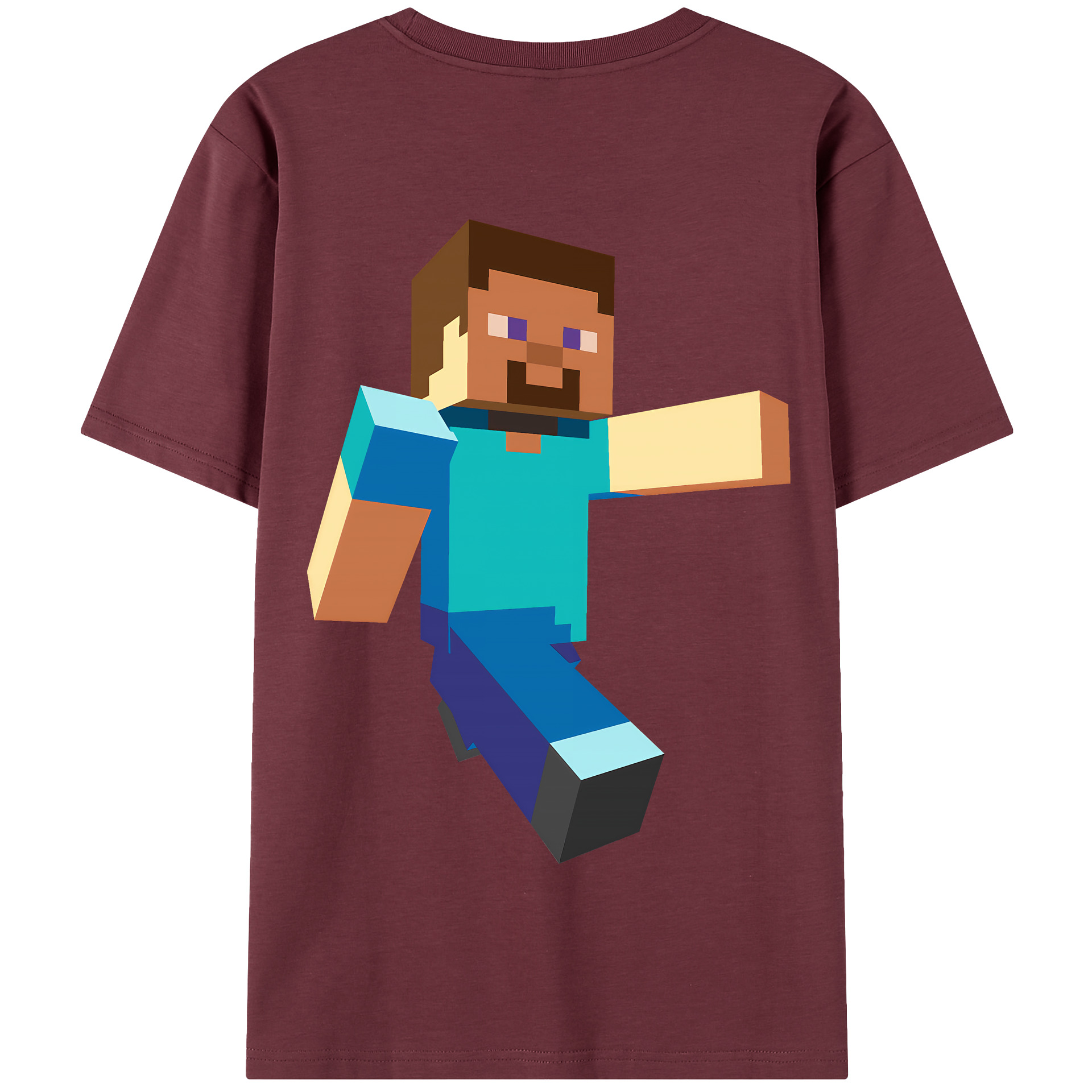 （画像用） マインクラフト ブロックの世界 Minecraft MC Block world 綿100％半袖Tシャツ（背面プリント）